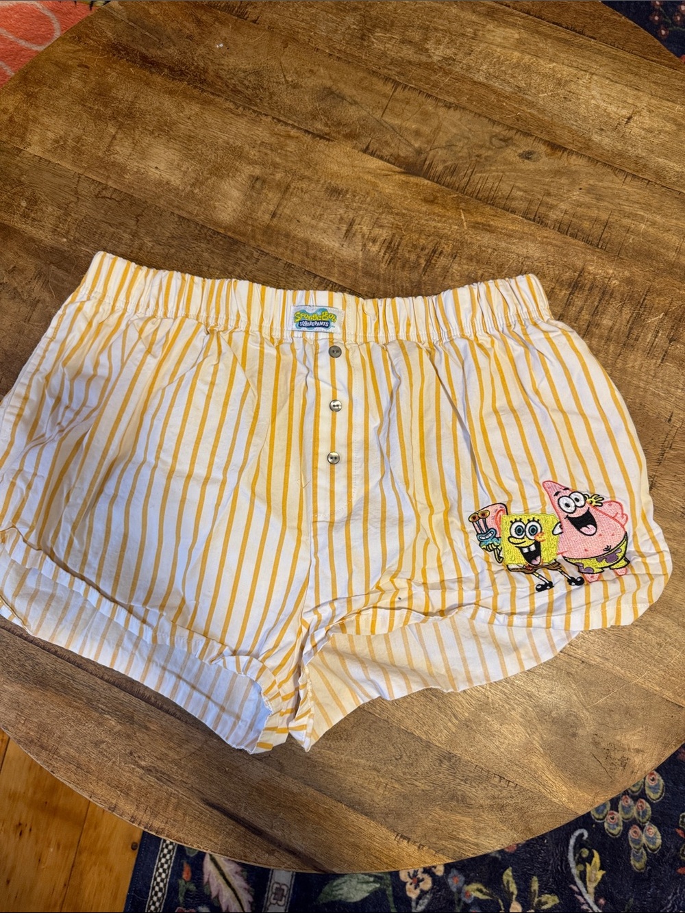 Striped Yellow & White SpongeBob Shorts